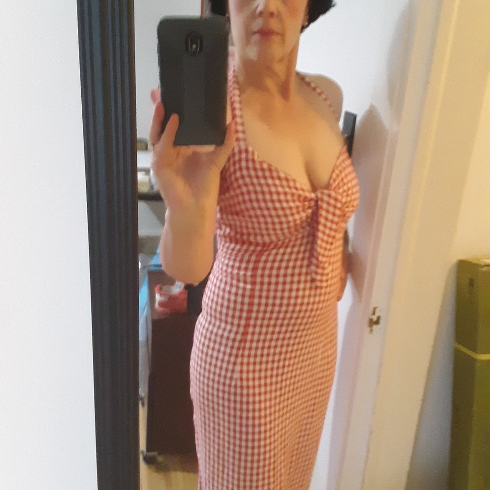 Dixiefried red gingham halter dress